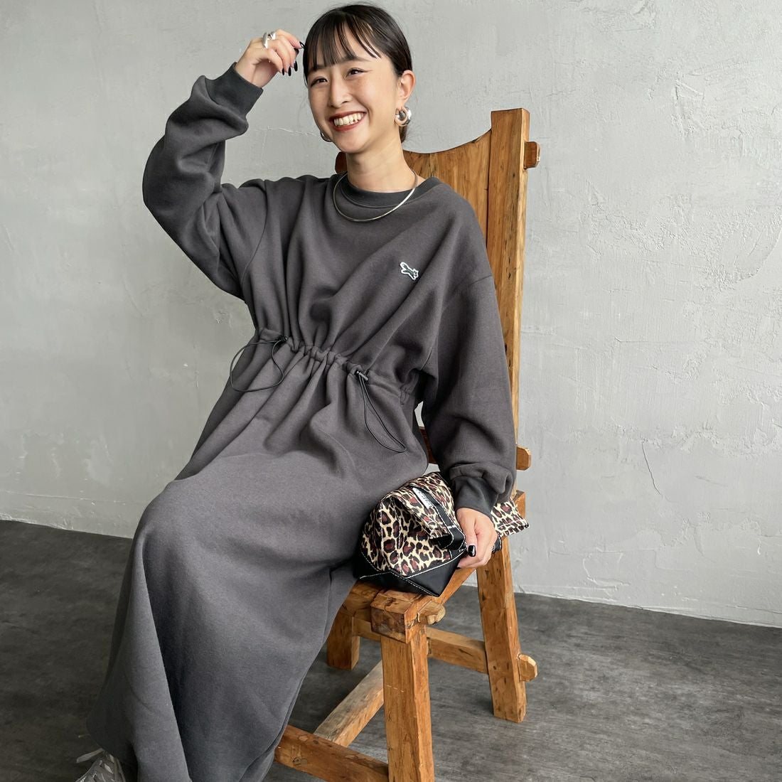 THE FOX [ザフォックス] ウエストドローコード スウェットワンピース