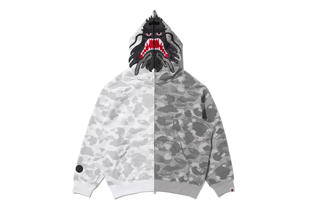 BAPE X CLOT 】CAMO SPLIT SHARK RELAXED FIT FULL ZIP HOODIE | bape.com
