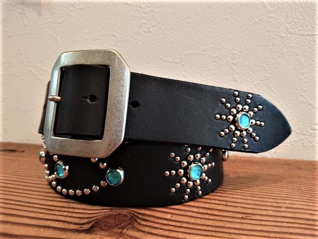 ラディアルデザインスタッズベルト 栃木レザー40mm【ベルト革