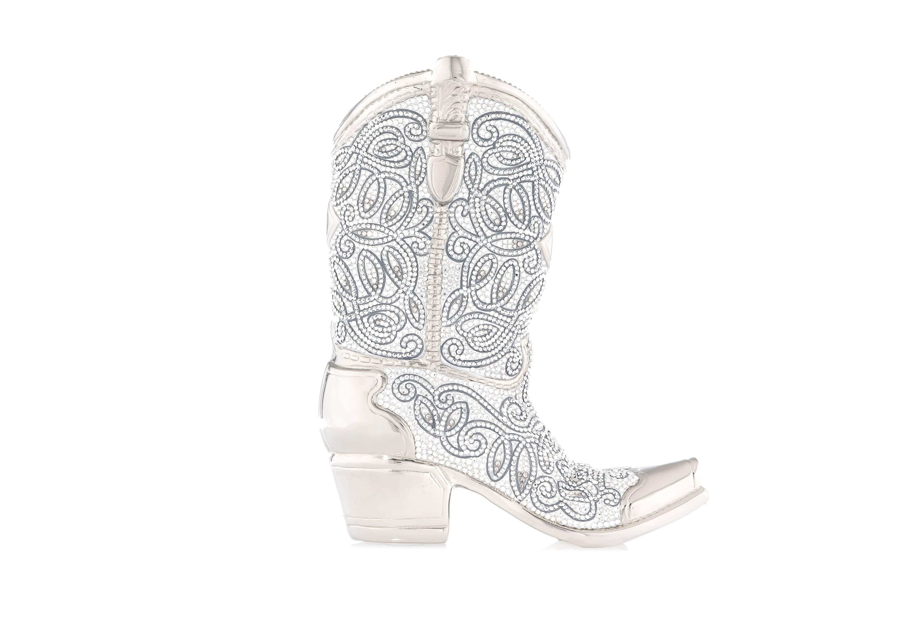 Cowboy Boot Austin Silver Clutch | Judith Leiber