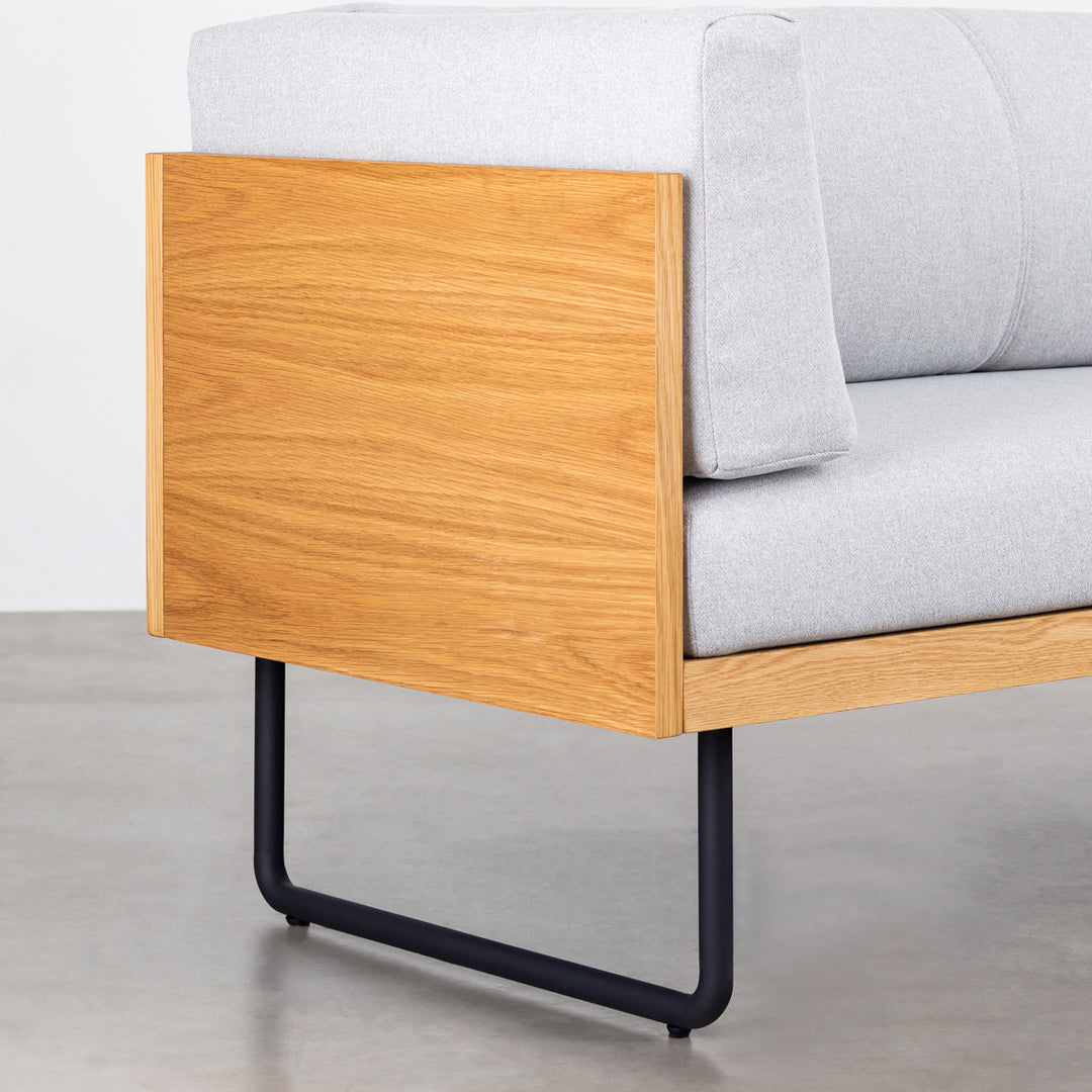 Oak × Steel ナチュラルダイニングソファ ライトグレー ONEARM