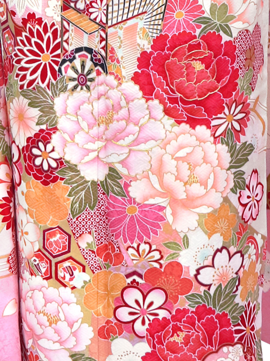 白地にピンクの熨斗の振袖／標準サイズ | 宅配着物レンタルの京都かし