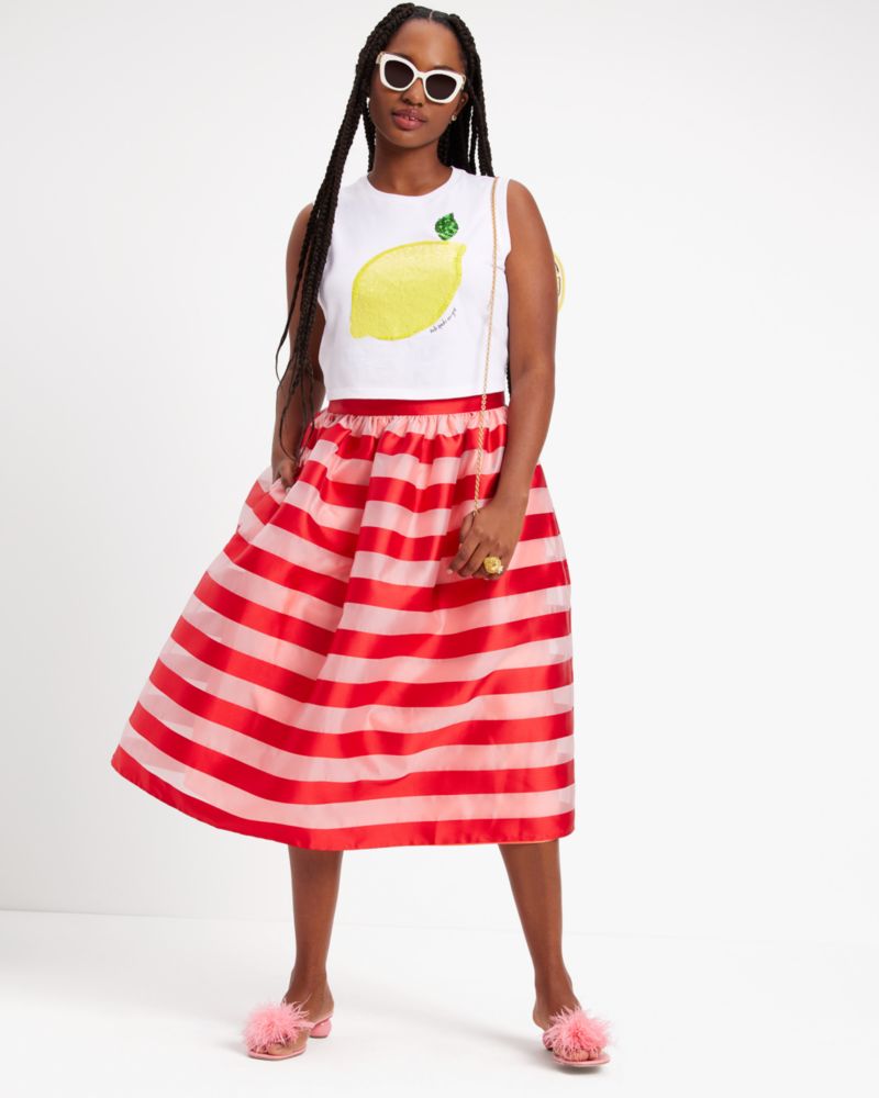 オーニング ストライプ オーガンザ ミディ スカート | ウェア | ケイト