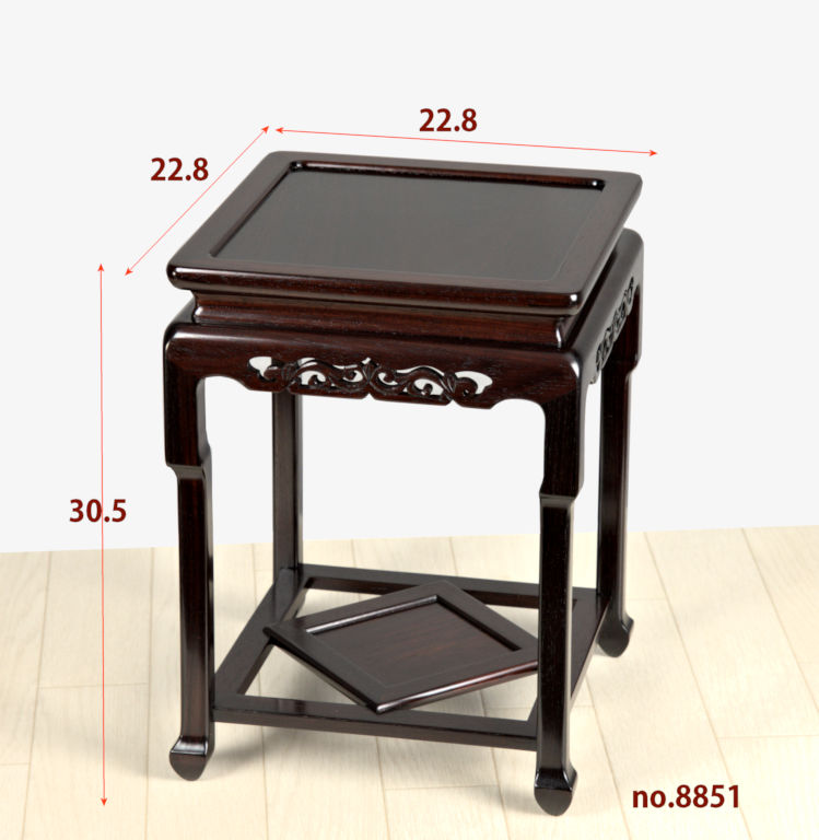 花台: 紫檀 入足中卓 高さ30.5cm 高嶋作 唐木指物工芸 no.8851 / 唐木