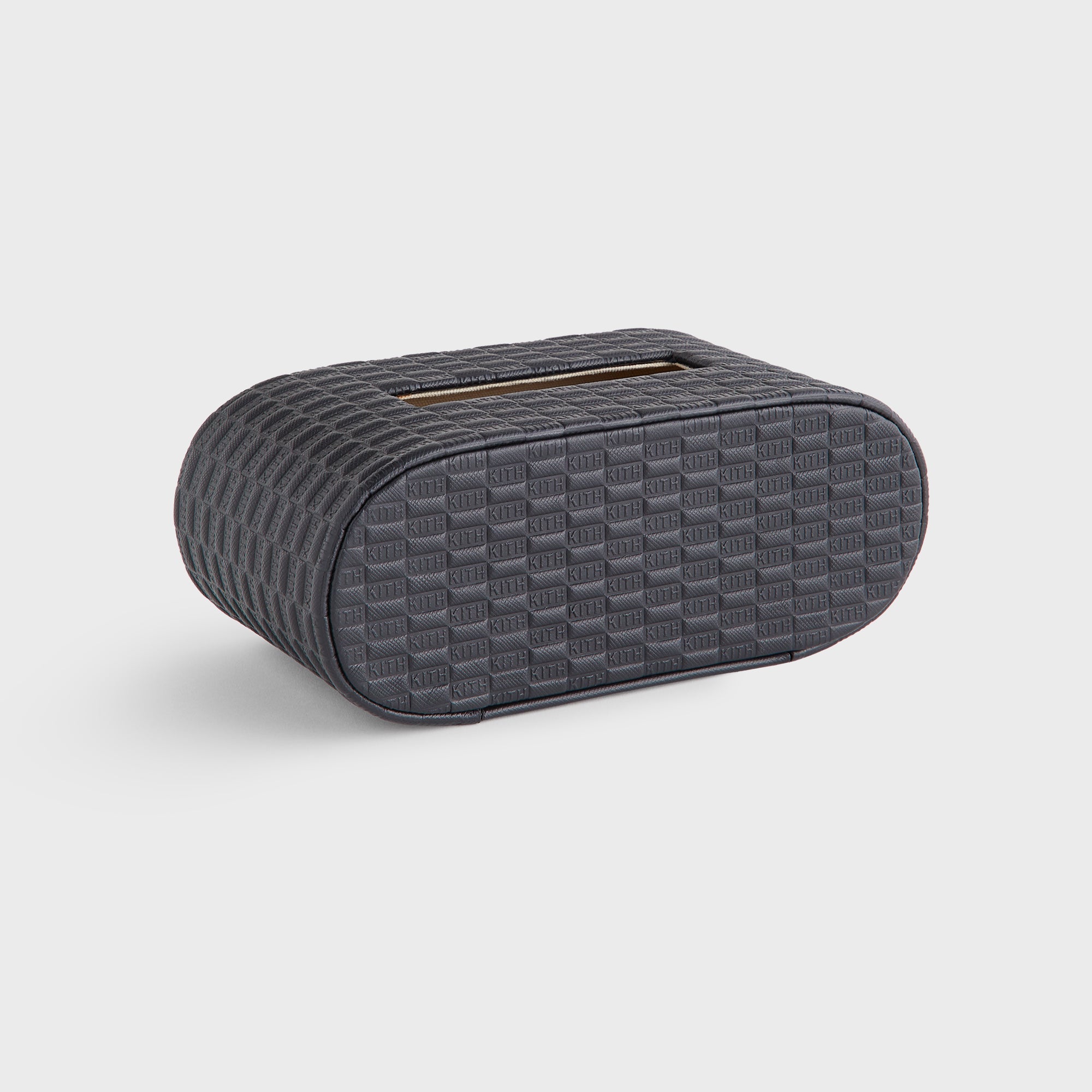 Kith Monogram Saffiano Leather Tissue Box - Black