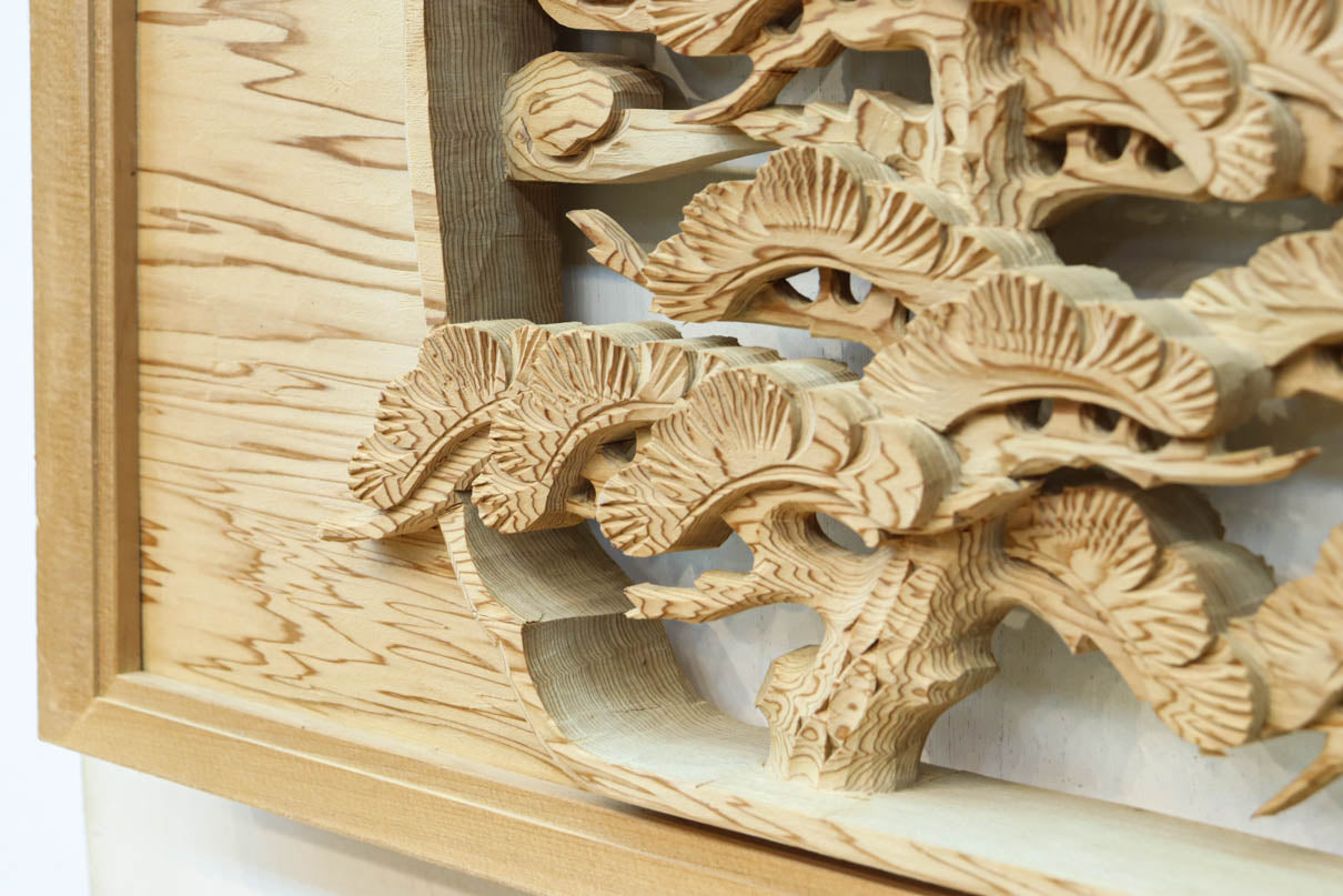 鶴と松を細やかに描いた彫刻欄間 EZ2812ab 在庫(a:1 b:1)枚 – 古福庵