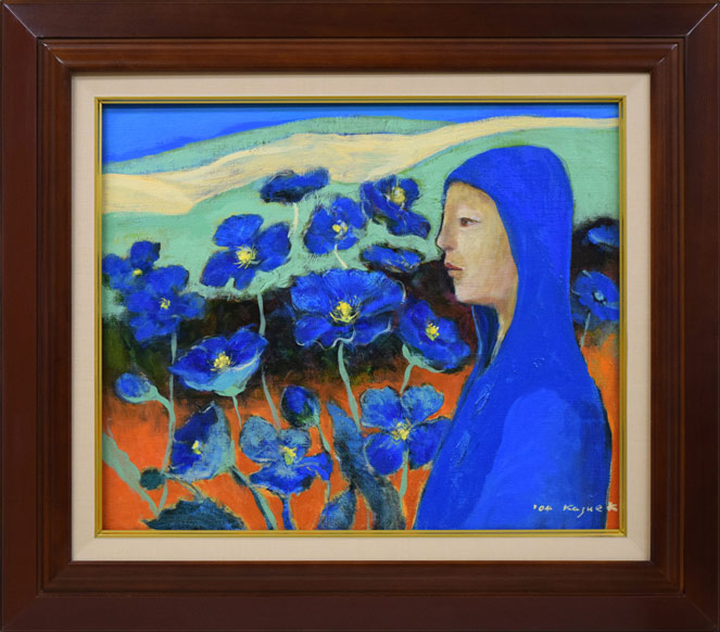 織田広喜「少女（茶額）」油絵・F3号 絵画買取・販売の小竹美術