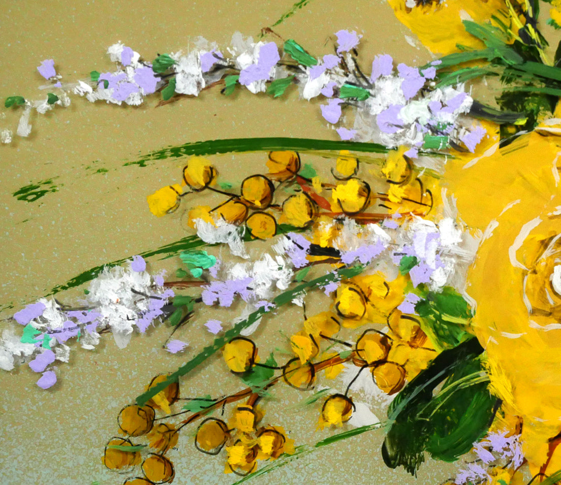 大野剛正「ほのかな香り（黄色い花）」アクラス画（油彩）・5号 絵画