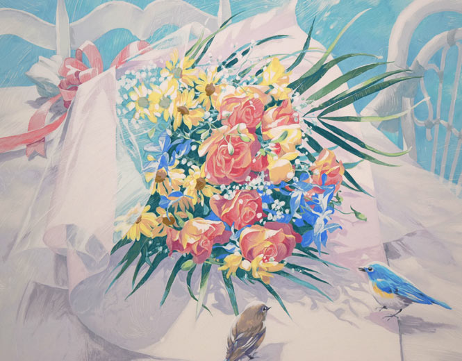 笹倉鉄平「ブレストンコートにて」シルクスクリーン版画 絵画買取