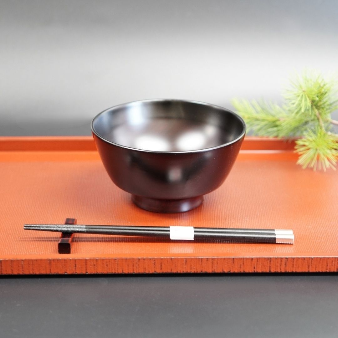 越前 欅一文字大椀 黒溜 – 漆器 高翆