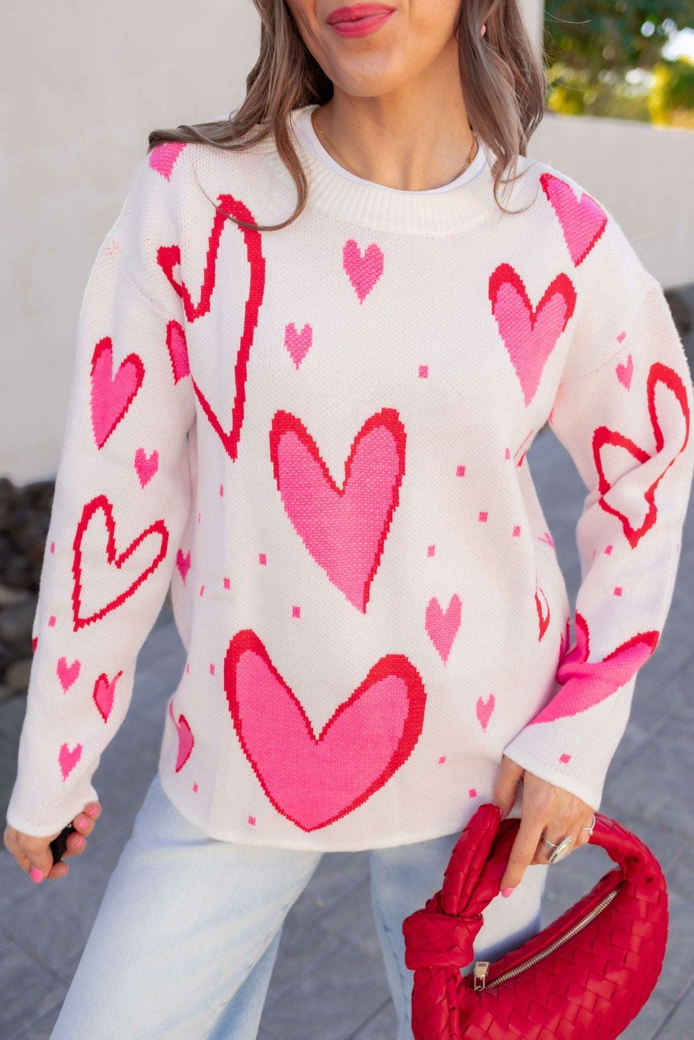 So In Love Pink & Red Heart Sweater