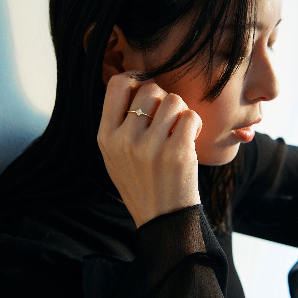 K10 ダイヤモンド フラワー モチーフ リング | 26-7415ダイヤモンド