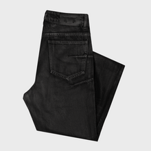 BACKSTAGE FLARED JEANS IN WAXED CHARCOAL DENIM | LAMENTIST