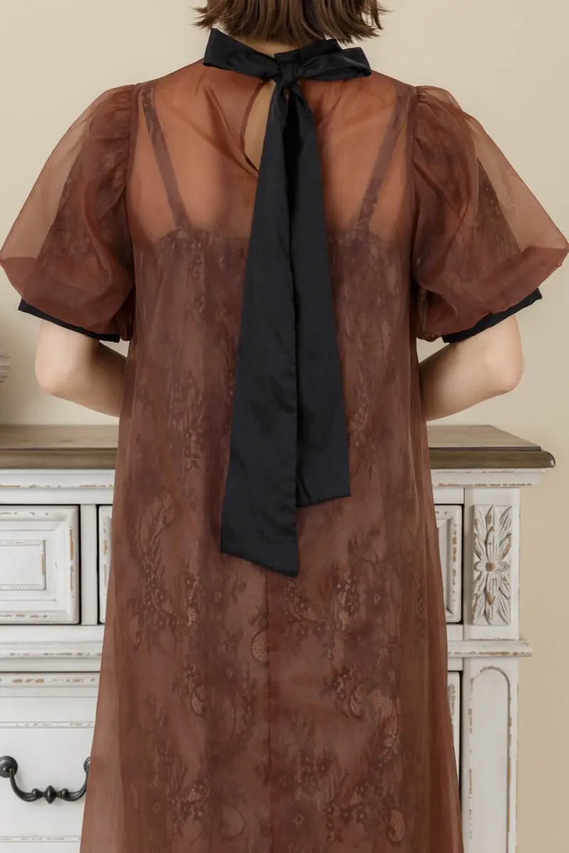 ブラウンのシアーAラインドレス | Dorry doll | M・マタニティ可