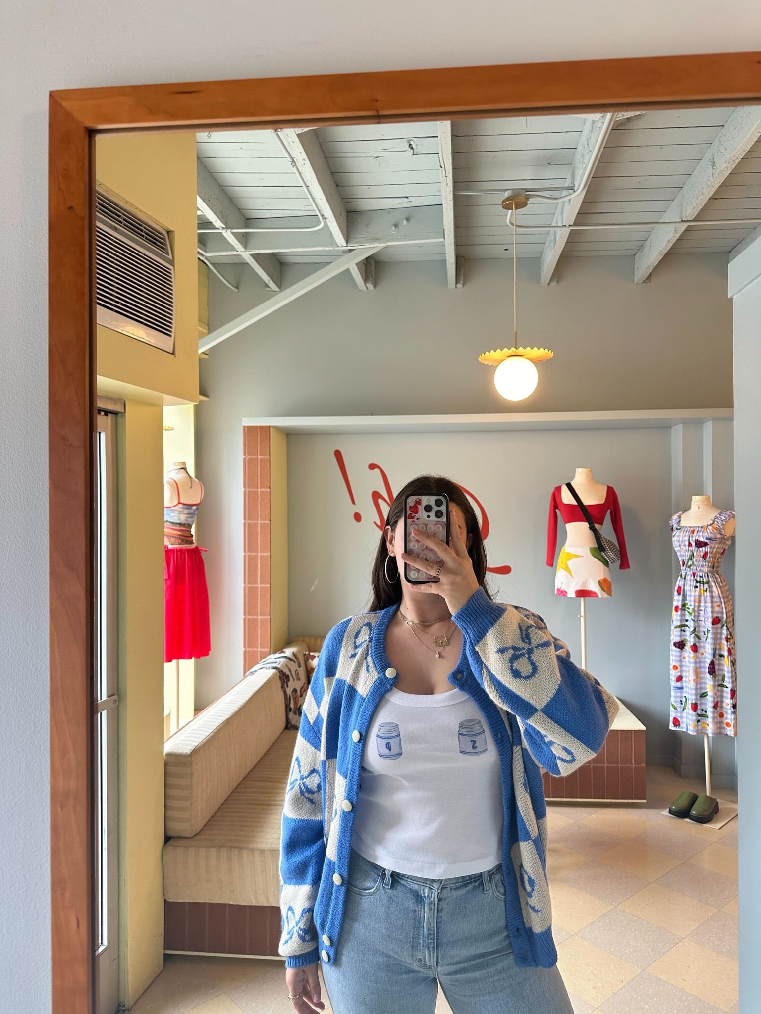 Lauda Cardi - Navy Bow Check – Lisa Says Gah