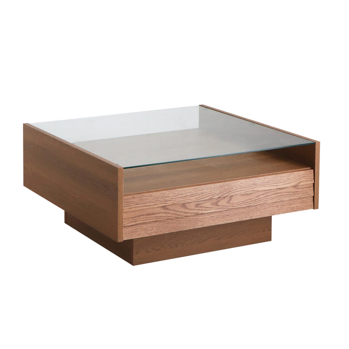 dショッピング |センターテーブル ガラス天板 レッドオーク 無垢前板