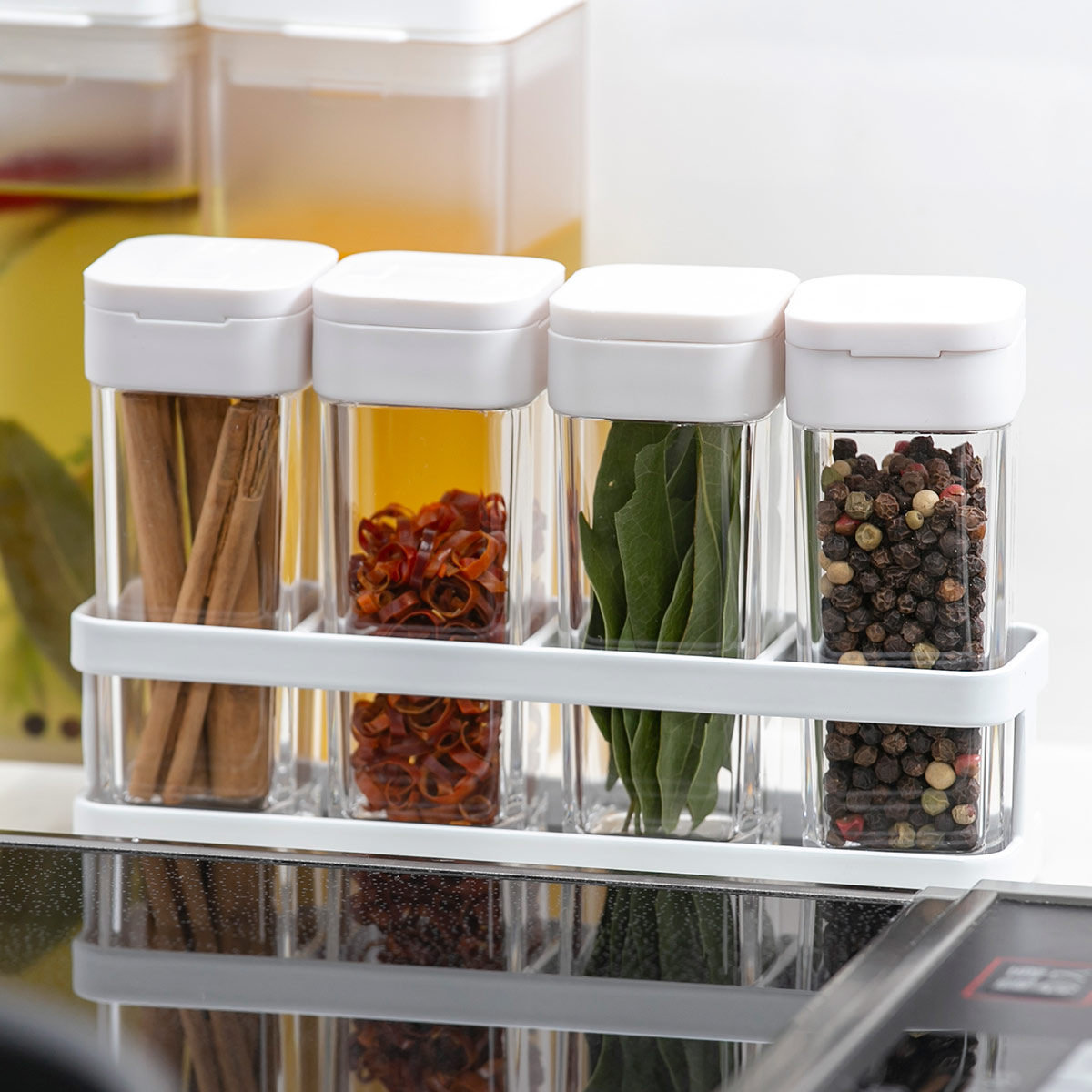 dショッピング |tower 調味料入れ スパイスボトル＆ラック 4個セット