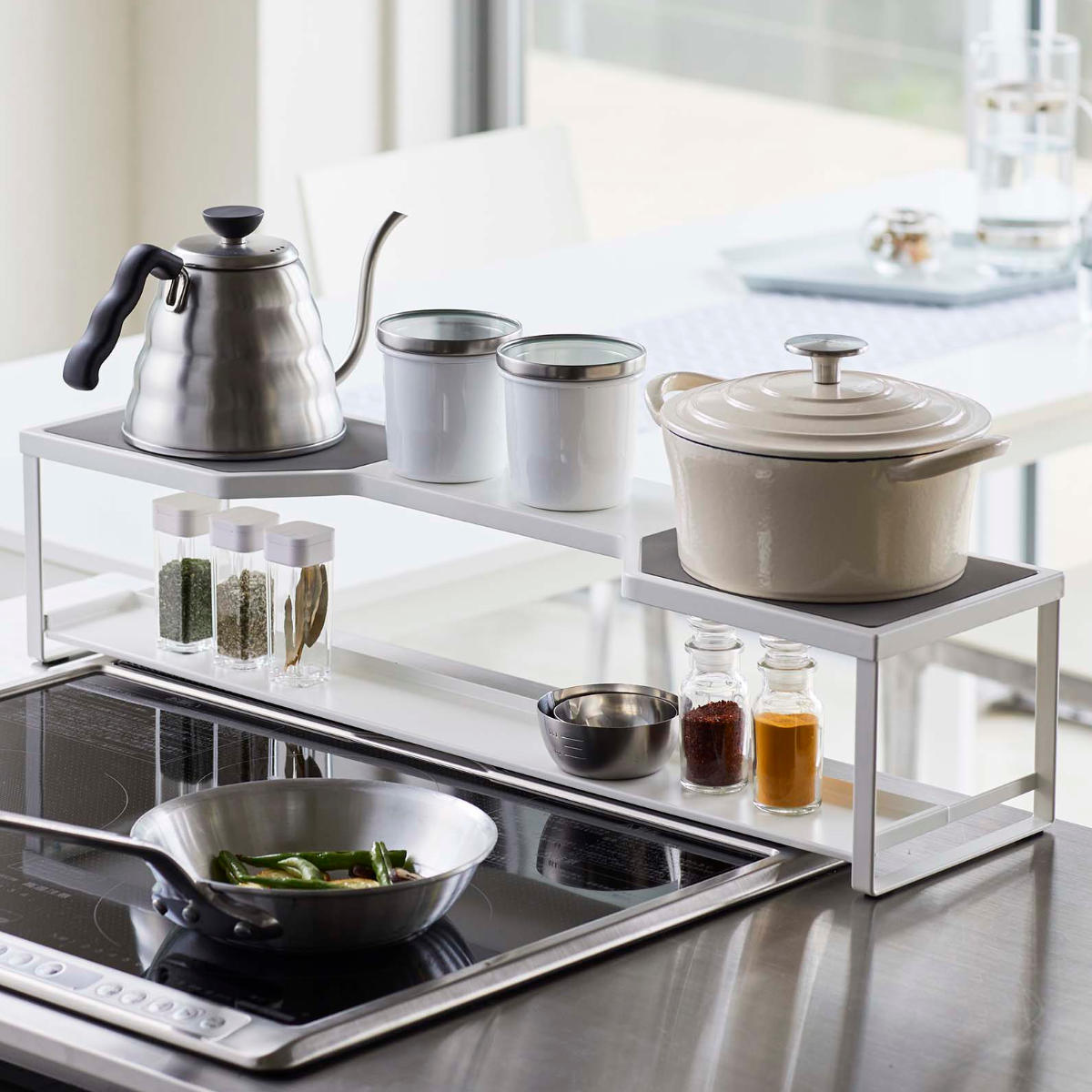 Plate コンロ奥ラック 排気口カバー付き 60cmコンロ用 （ プレート