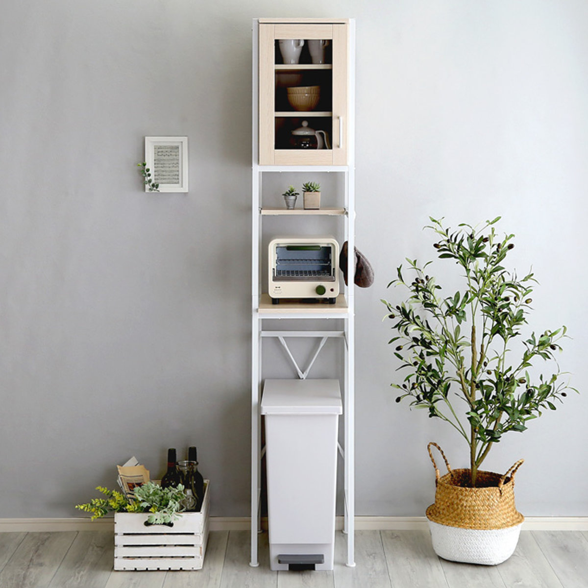 すき間収納 幅34.5cm ごみ箱上ラック ヴィンテージ調 （ 収納 ラック