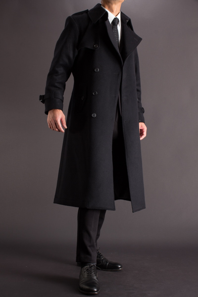 ロングコート着丈長め、着丈120cm トレンチコート ダブル メルトン