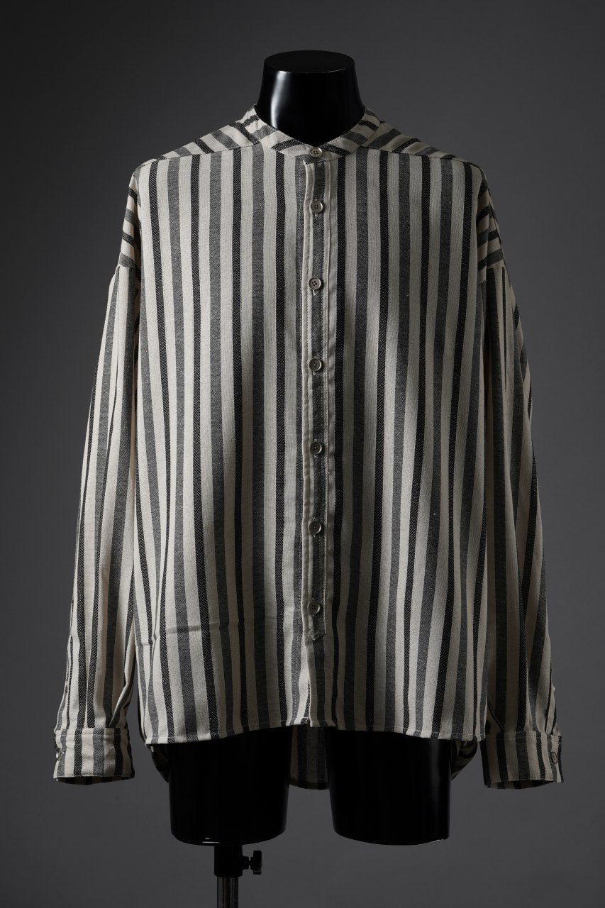 A.F ARTEFACT 26SS STAND COLLAR SHIRT / VERTICAL STRIPE (CREAM x