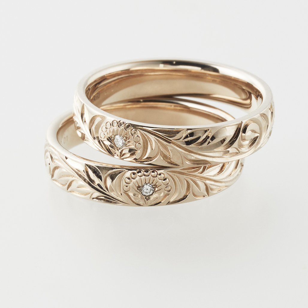 マリッジリング〔K18コーラルゴールド〕ほんのりサクラピンク