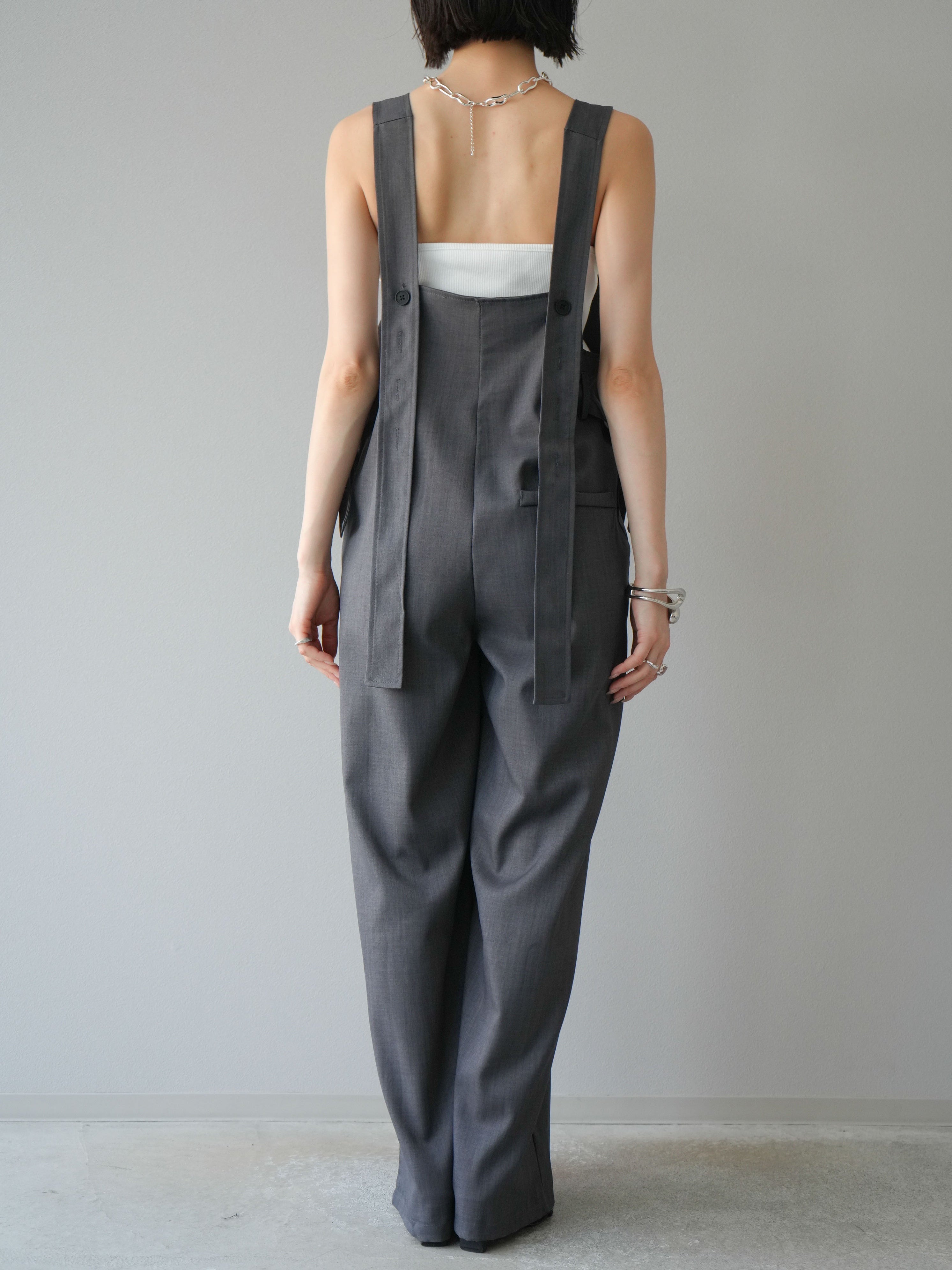 予約]ベルトデザインサロペット/グレー – Lumier