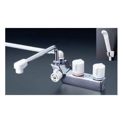 Amazon | KVK デッキ形一時止水付2ハンドルシャワー混合水栓 左側