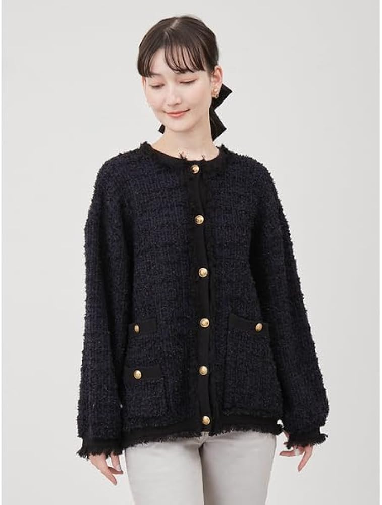 Amazon.co.jp: [ミラオーウェン] ツイードニットジャケット