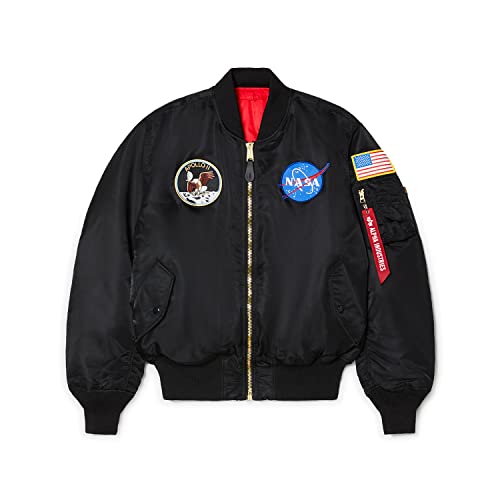 Alpha Industries Men's Apollo MA-1 Flight Jacket (XS, Black) at