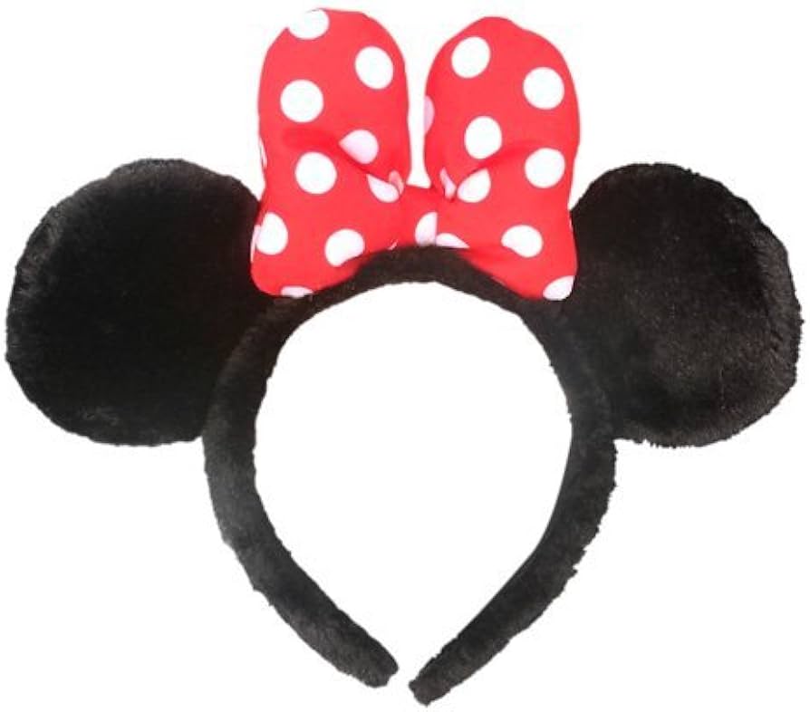 Amazon.co.jp: ミニーマウス もこもこカチューシャ 赤 リボン 水玉