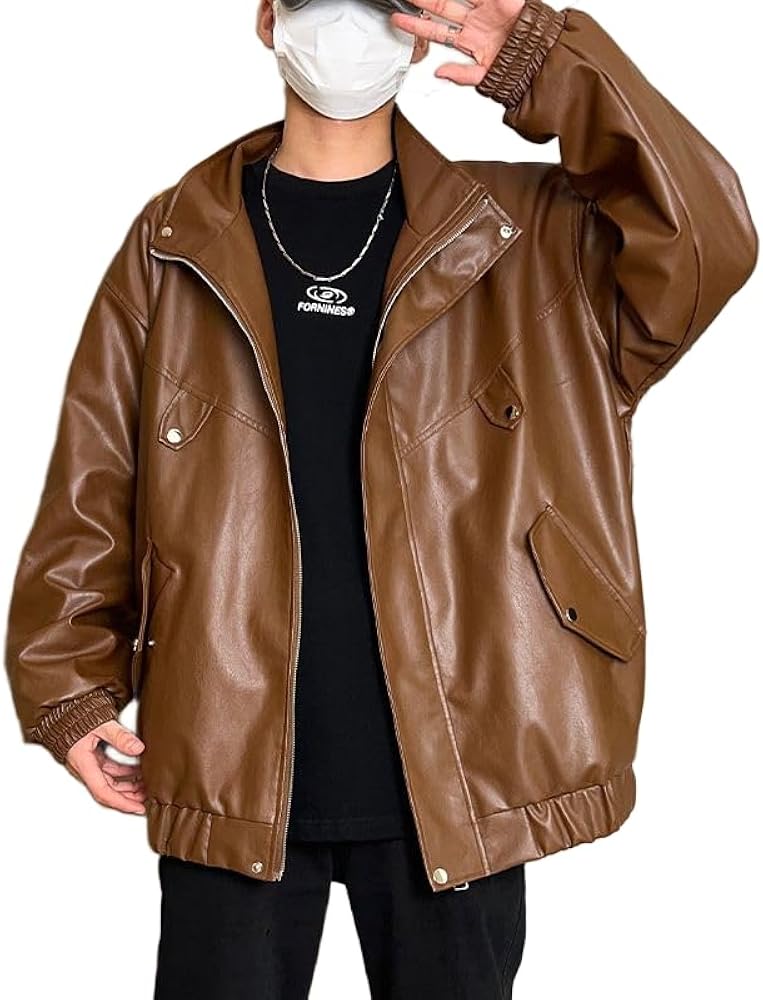 Amazon | [Neping] 革ジャン 皮ジャン PU皮 綿 完璧なファッション革服