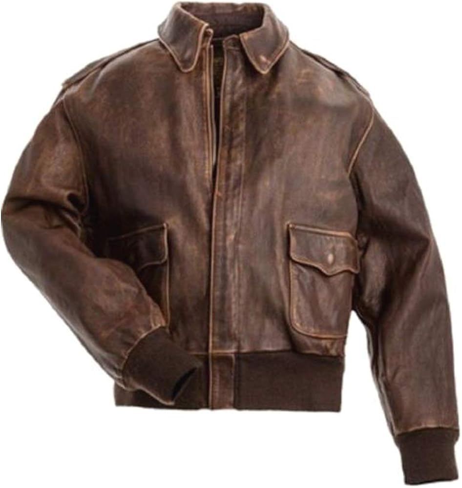 A2 Aviator Air Force Pilot Men Vintage Distressed Brown Flight