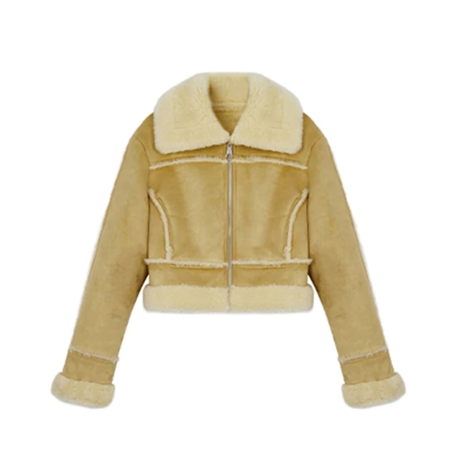 Amazon.com: ZUIAI Brown Lamb Woman Coat Winter Warm Big Lapel