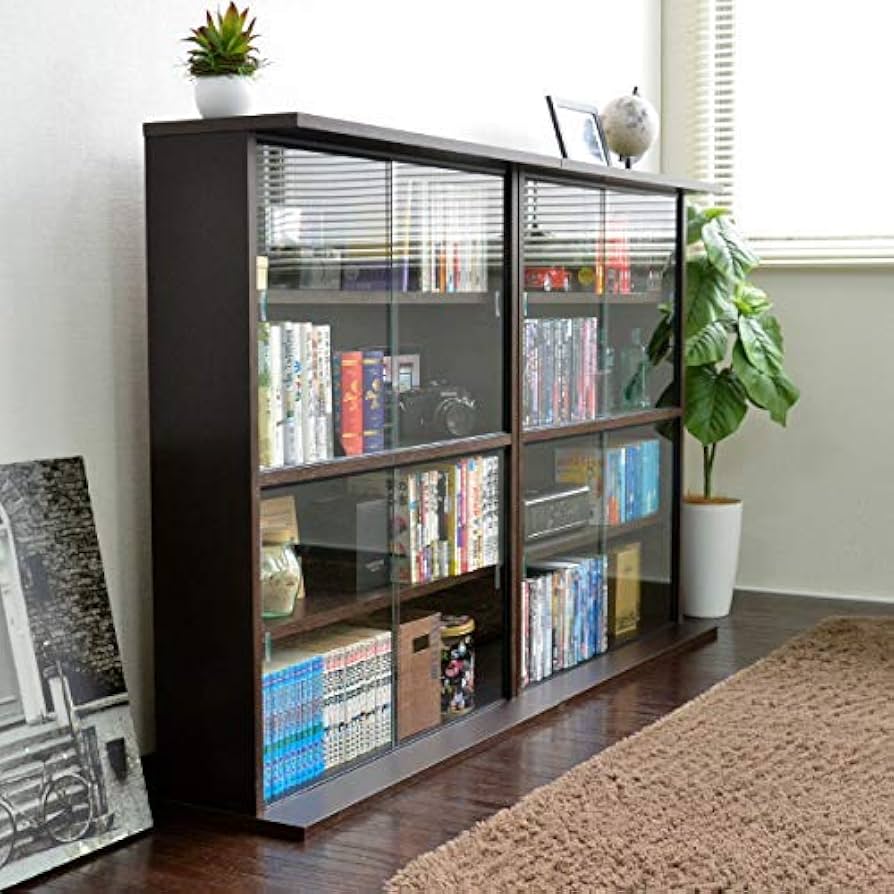 Amazon｜コミック収納 本棚 ガラス扉付き 書棚 ガラス扉付 ガラス扉