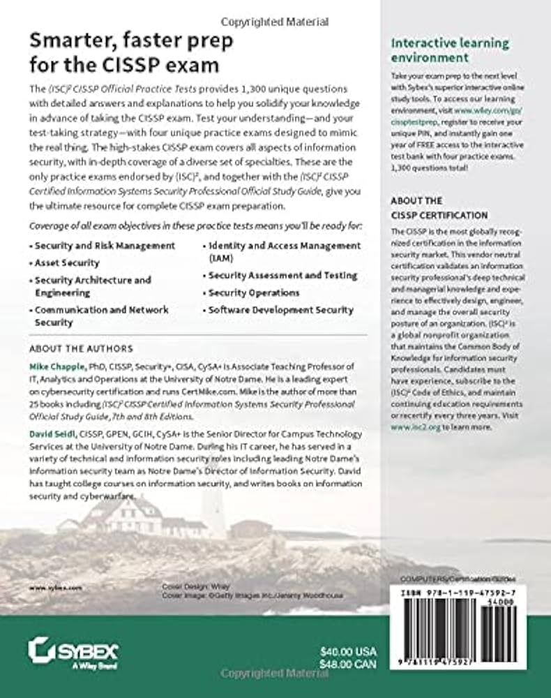 Amazon.co.jp: (ISC)2 CISSP Official Practice Tests : Chapple, Mike