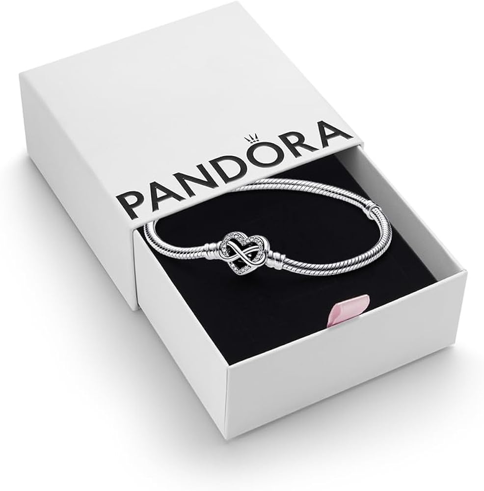 PANDORA Moments Sparkling Infinity Heart Clasp Snake Chain