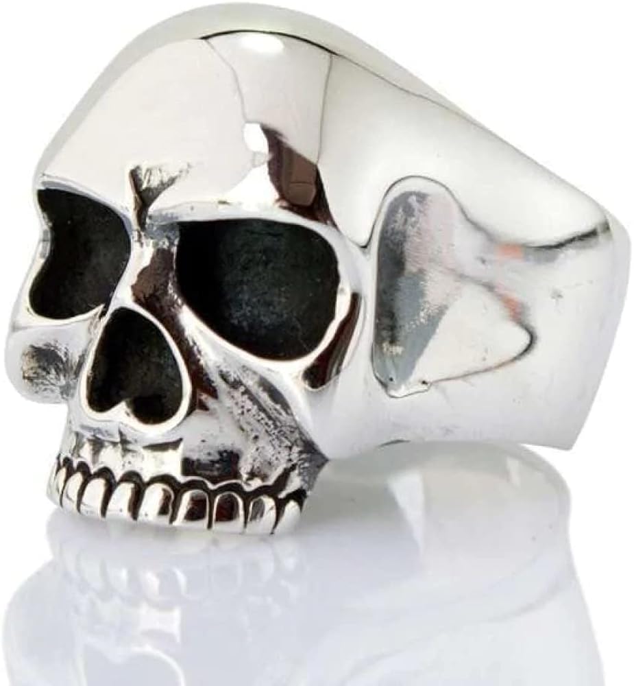 Bikerringshop Sterling Silver Skull Ring Inspired by Keith
