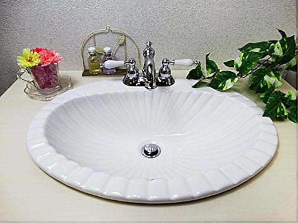 Amazon | 洗面ボウル 陶器 オーバーカウンタータイプ 埋め込み