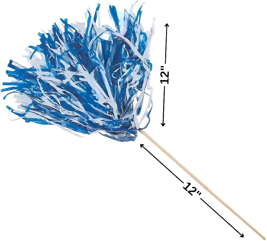 Fun Express Royal Blue and White Cheer Pom Poms - Set of 24