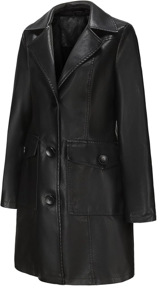 Amazon.com: Akklian Women's Faux Leather Midi Jackets & Coats