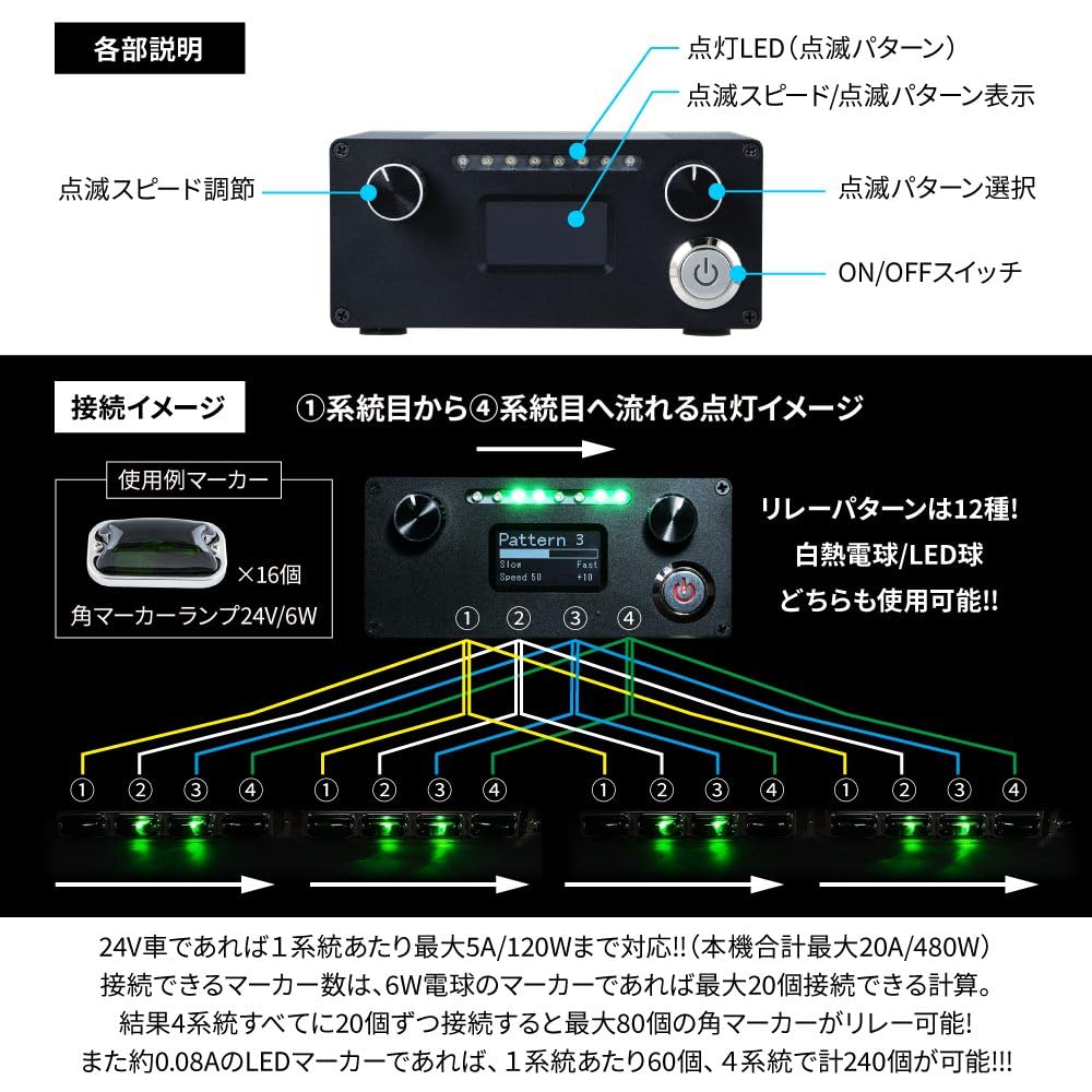 Amazon.co.jp: 4連マーカーリレー 雷電 12/24V車用 : 車＆バイク