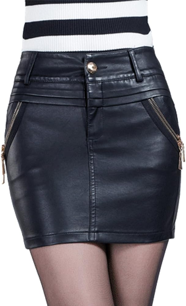 Amazon.co.jp: ミニスカート タイトスカート フェイクレザー レザー調
