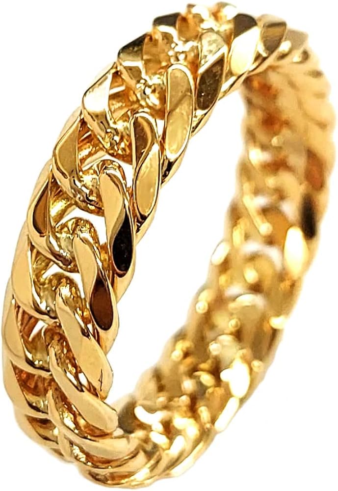 Amazon.co.jp: K18 喜平チェーンリング 幅太 5.6mm幅 6面W 6面ダブル