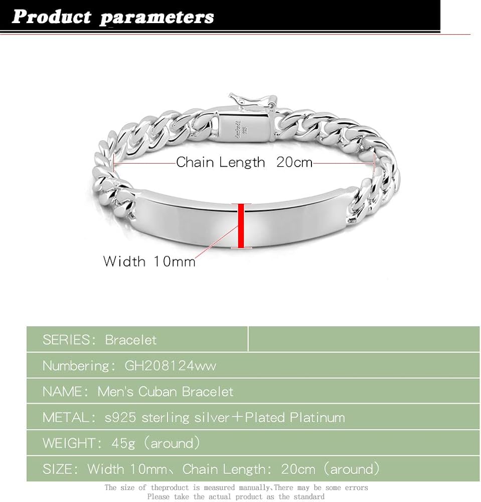 Amazon.com: Classic Men's Silver Jewelry Bracelet 100% 925