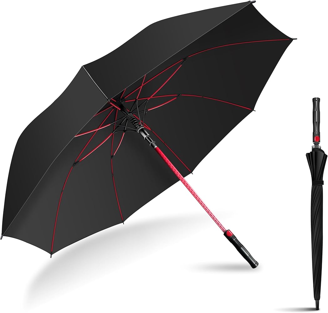 Amazon | Dlin 傘 メンズ 長傘 大きい 65cm 長傘 紳士傘 全赤骨 傘下