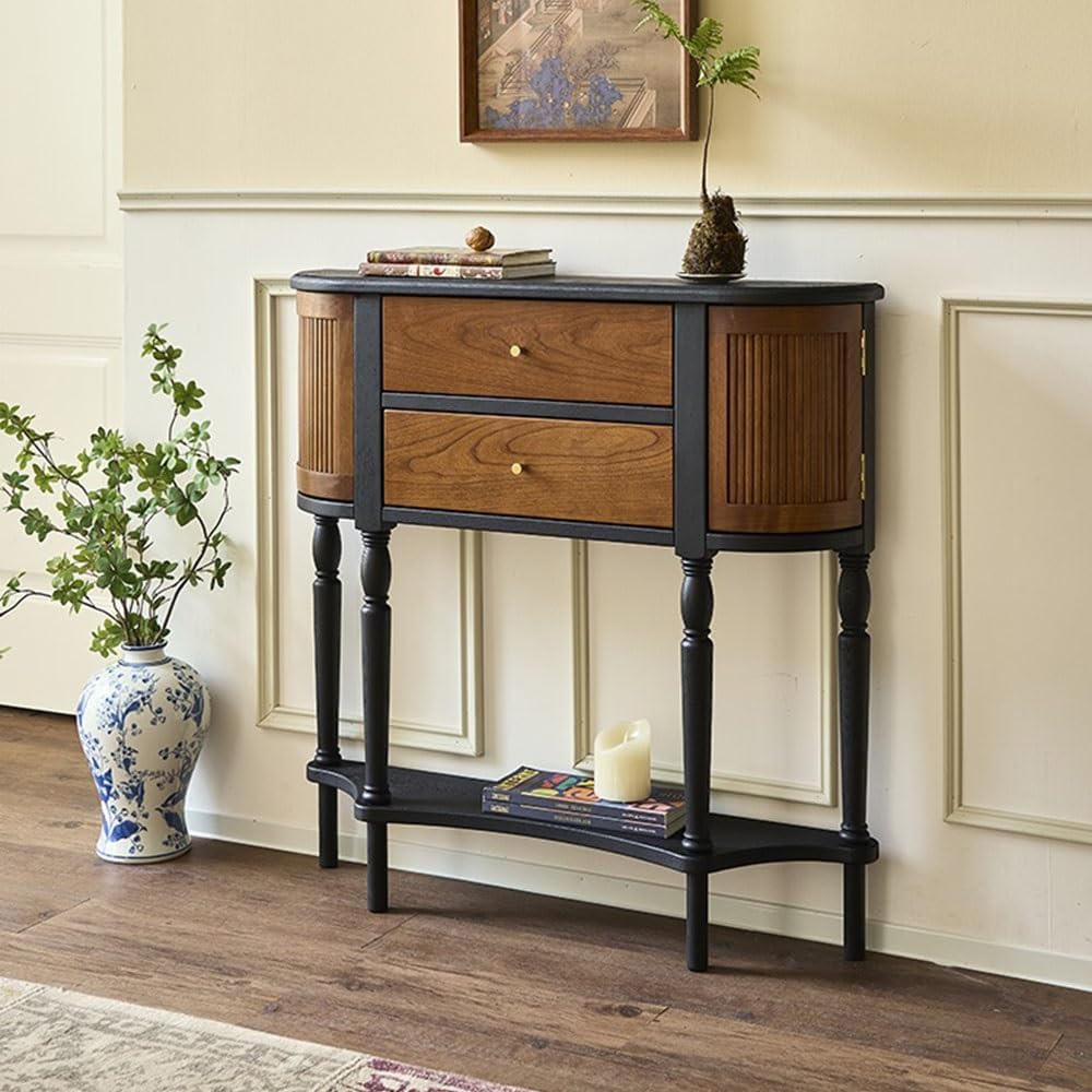 コンソールテーブル 木製コンソールテーブル、半月 玄関テーブル、半円