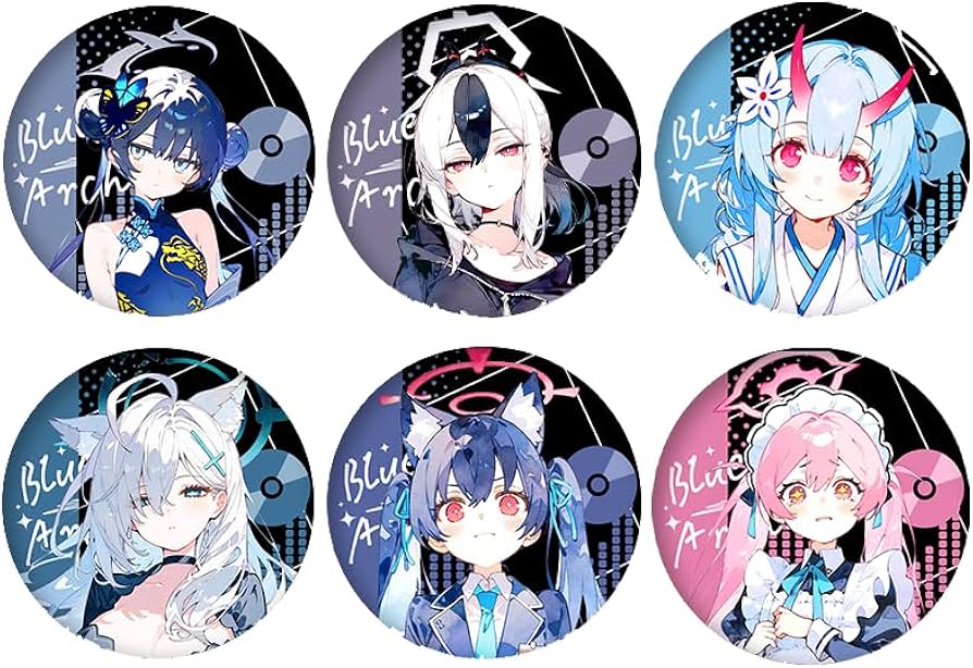 Amazon.co.jp: ブルーアーカイブ 缶バッジ ブローチ バッジ 6個セット