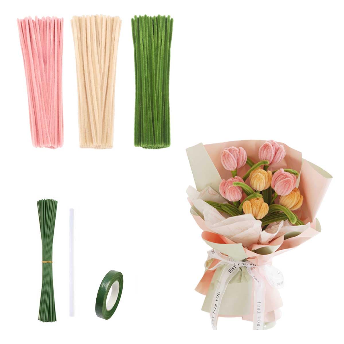 Amazon | BXSKRES(なか) 手芸モール （ピンク色＋緑色＋クリーム色