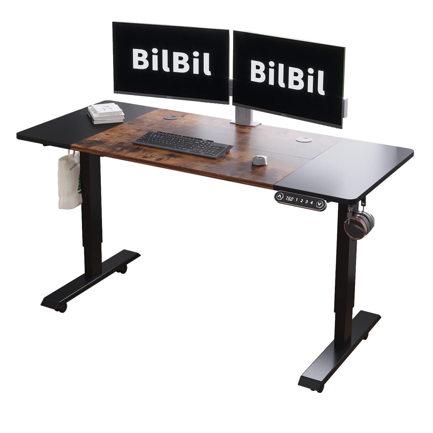 Amazon | BilBil 昇降式デスク パソコンラック 電動昇降式 机 140×60CM